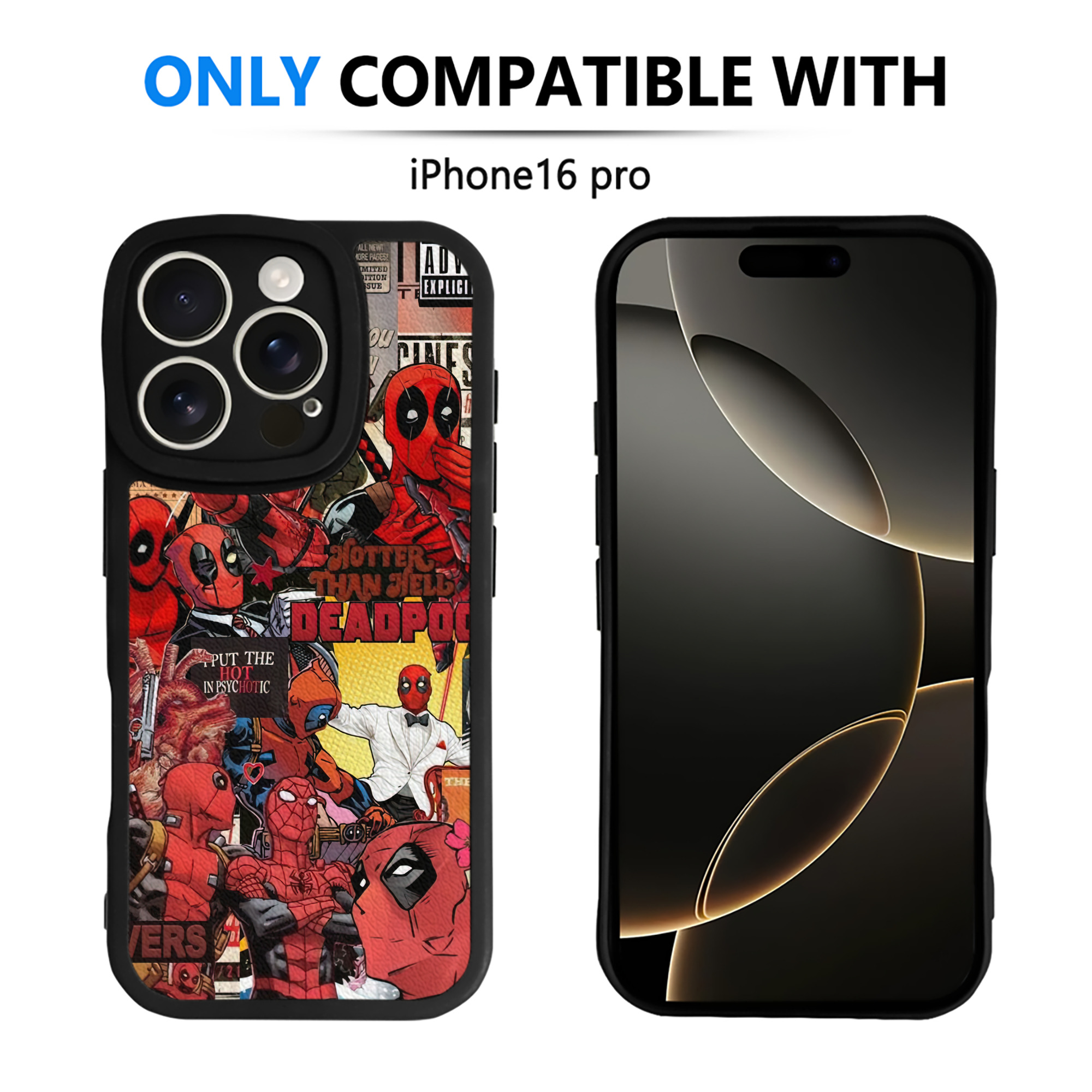 （画像用） Deadpool デッドプール 【iPhone 16シリーズ対応】シリコンスマホケース（レザー調） 材質：シリコン